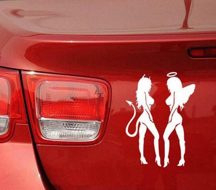 Seksi İyi Melek Kız Ve Seksi Şeytan Melek Oto Araba Sticker Çıkartması 17 Cm X 12 Cm
